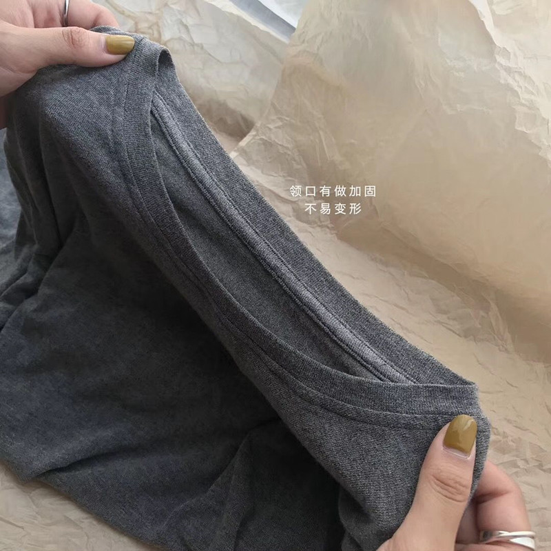 Gentle to the core ~ Soft and fluffy cashmere texture, round-neck basic long-sleeved T-shirt base layer wholesale consignment pic 3