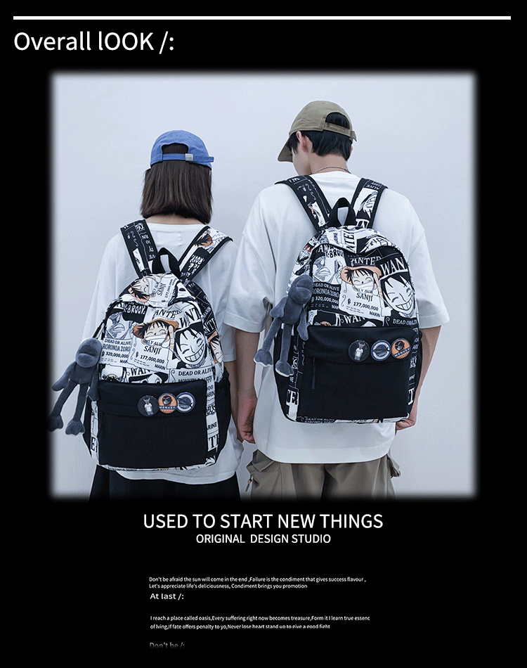 2023新款书包大容量时尚百搭双肩包初高中生情侣简约校园风双肩包详情2