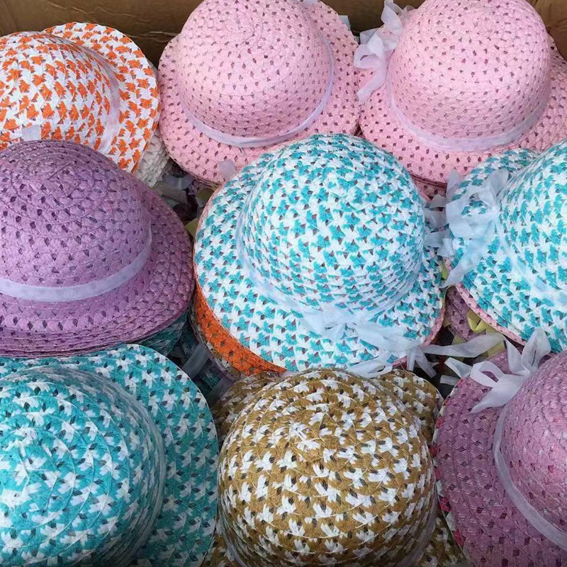 夏凉帽地摊景点热卖遮阳防晒大帽檐波浪草帽男女沙滩太阳帽10元详情37