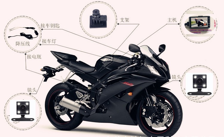 High-definition motorcycle dashcam, dual-lens dual-recording hidden driving recorder for front and rear of motorcycles and electric vehicles pic 11