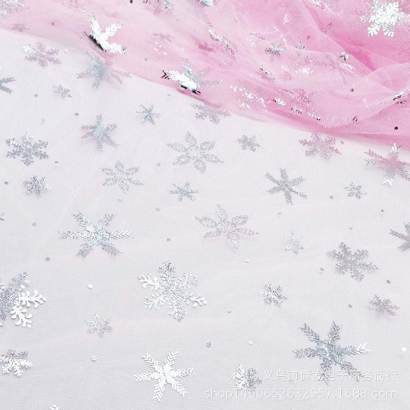36A hexagonal silver embossed snowflake mesh fabric, stage costume fabric, diy handmade headwear accessories, hair flowers, props pic 10