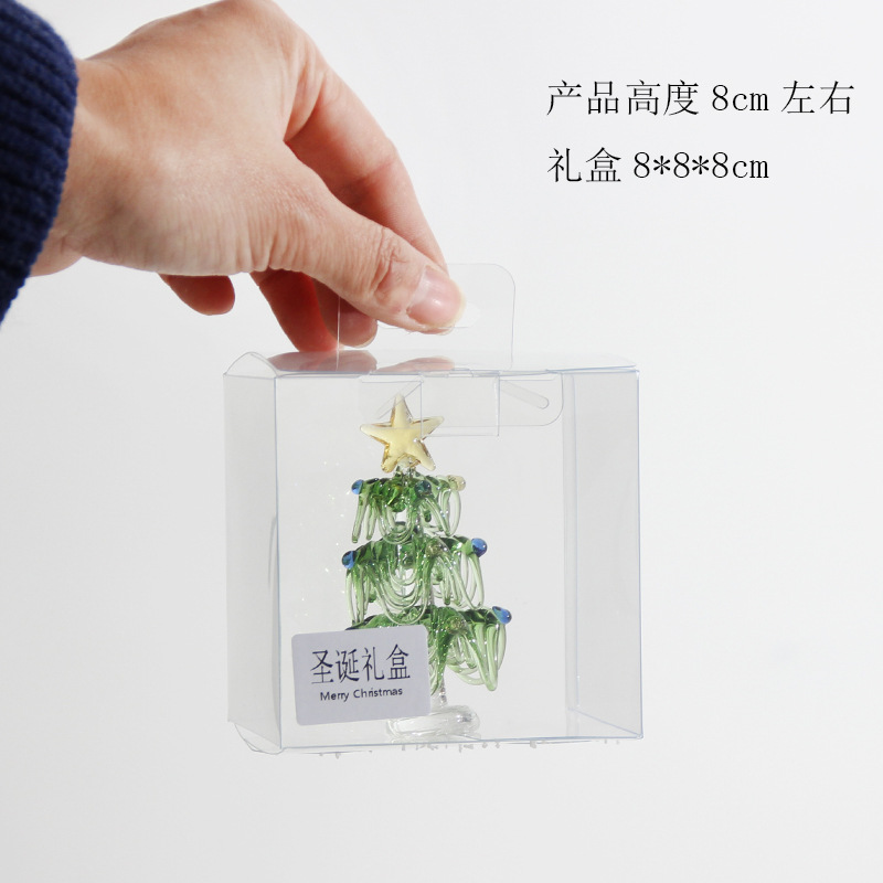 圣诞节礼物拉丝圣诞树淄博琉璃工艺品玻璃制品桌面摆件手工装饰灯详情48