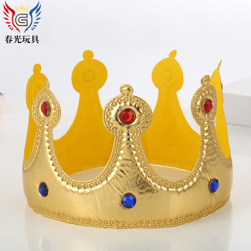 Cartoon and cute golden fabric crowns, popular cross-border sales for foreign trade, dance performance costumes, king crowns wholesale and customization pic 5