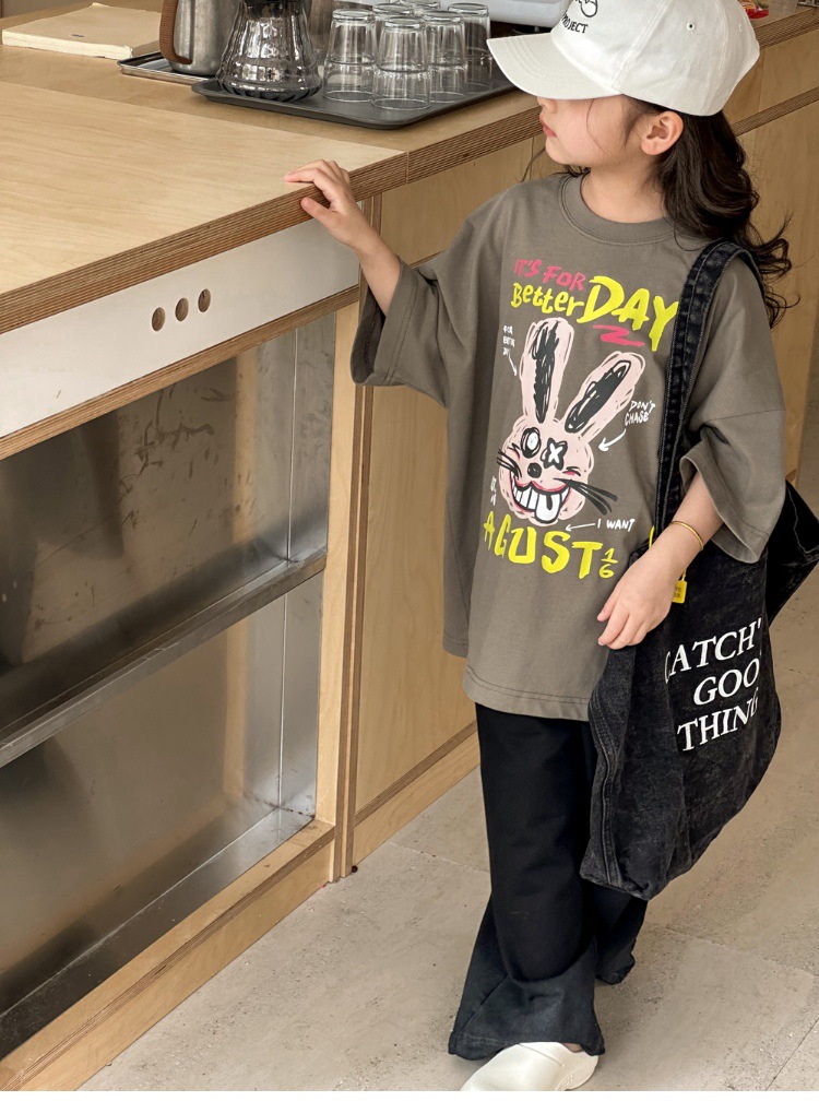 儿童短袖t恤女童夏装2025新款男童半袖体恤宽松休闲卡通洋气上衣详情21