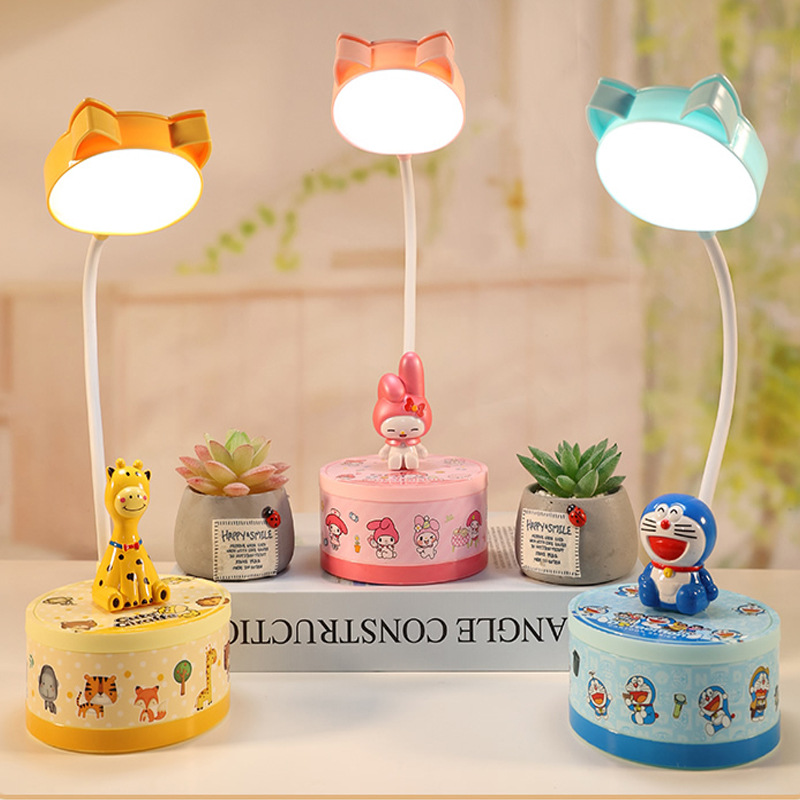 2023 New Product: Cute and fun eye-protecting charging desk lamp, freely bendable hose, makeup mirror, bedroom desktop LED night light pic 1