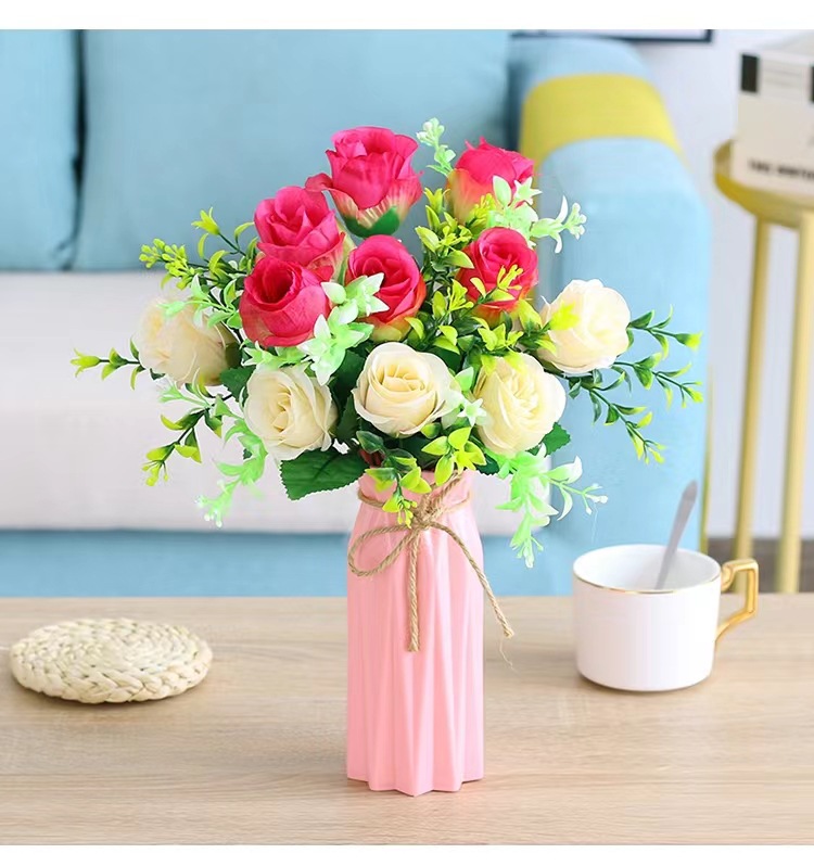 客厅工艺品摆设塑料假花仿真干花束装饰盆栽餐桌绢花茶几摆件花艺详情5