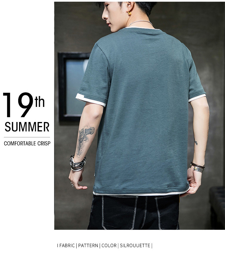 Short-sleeved T-shirt for men, Korean style, summer loose cotton T-shirt, cross-border new style, student bottom layer, half-sleeved shirt pic 10