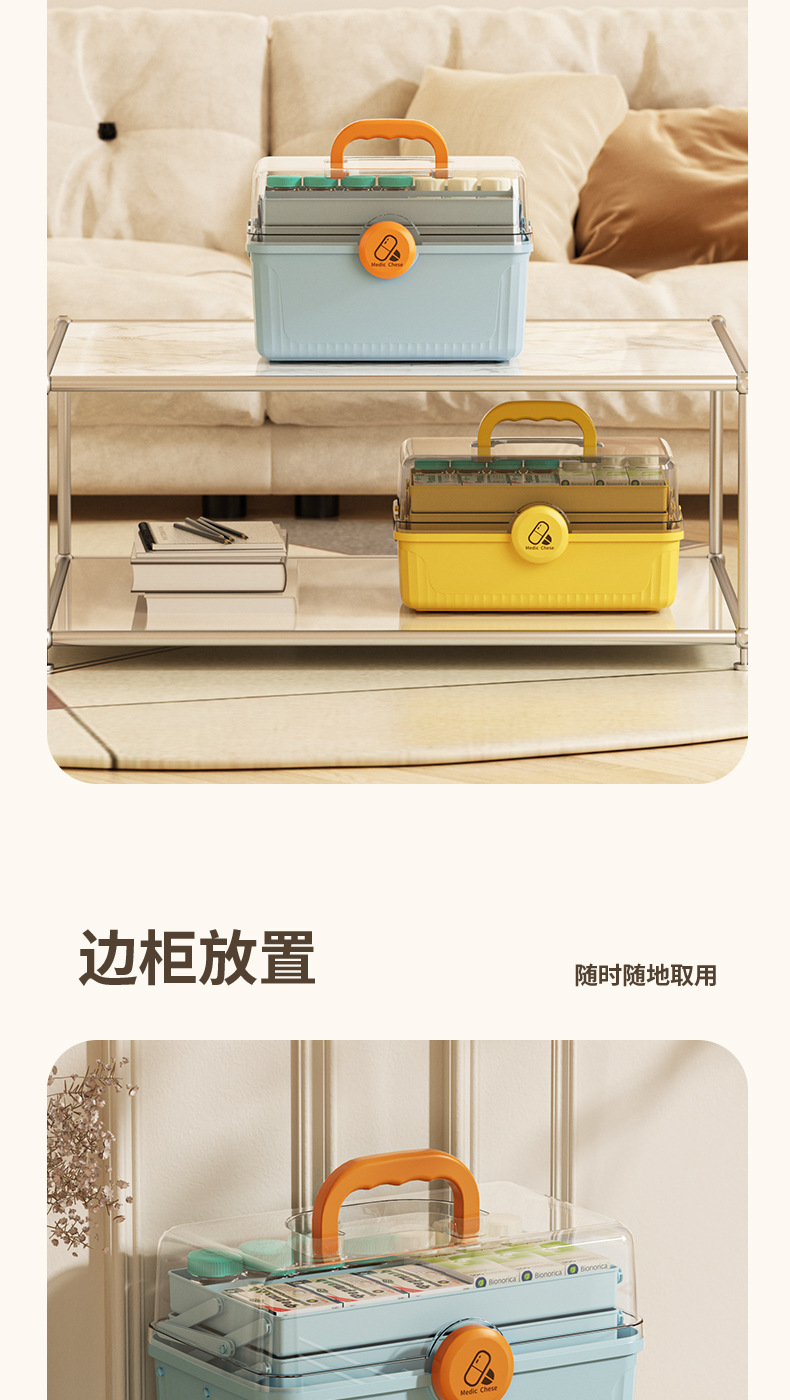 塑料急救箱家用大容量药物收纳盒医疗箱应急医药箱家庭装药箱批发详情13