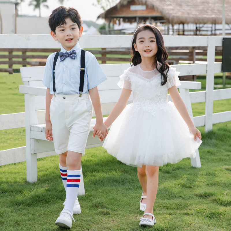 国潮儿童马面裙男女童国学汉服朗诵表演服中国风小女孩古装半身裙唐装详情3