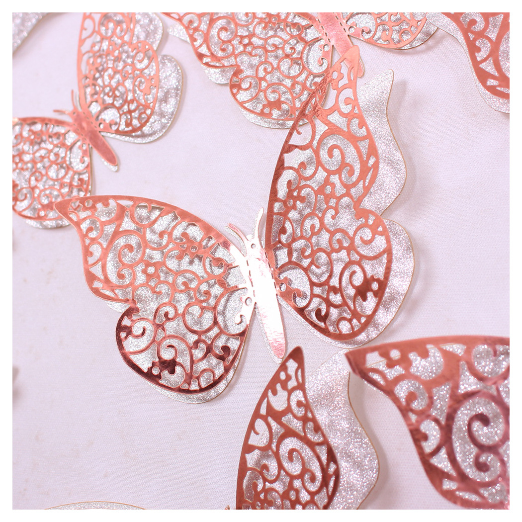 亚马逊12只3D镂空蝴蝶墙贴 圣诞节庆节日布置装饰贴纸 立体蝴蝶详情12