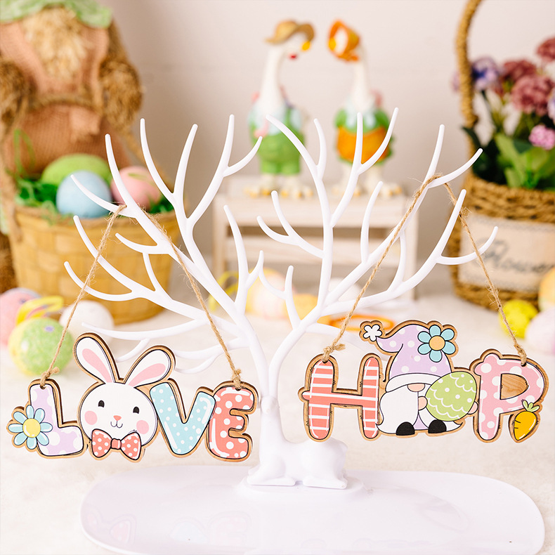 New cross-border Easter decorative items, Easter letter pendants, colorful rabbit pendants, colorful letter pendants pic 1