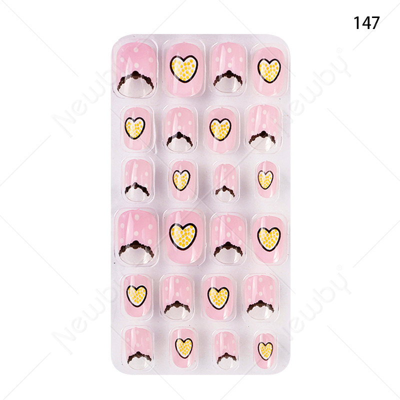 Finished nail sheets for children, 24 pieces of nail patches, cartoon Christmas fake nails, detachable nail stickers with adhesive backing pic 39
