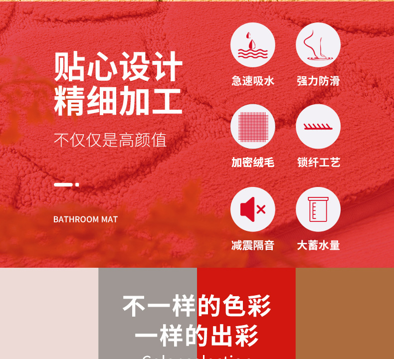 大达欧式卧室床边地毯简约纯色浴室厨房卫生间厚绒吸水脚垫详情13