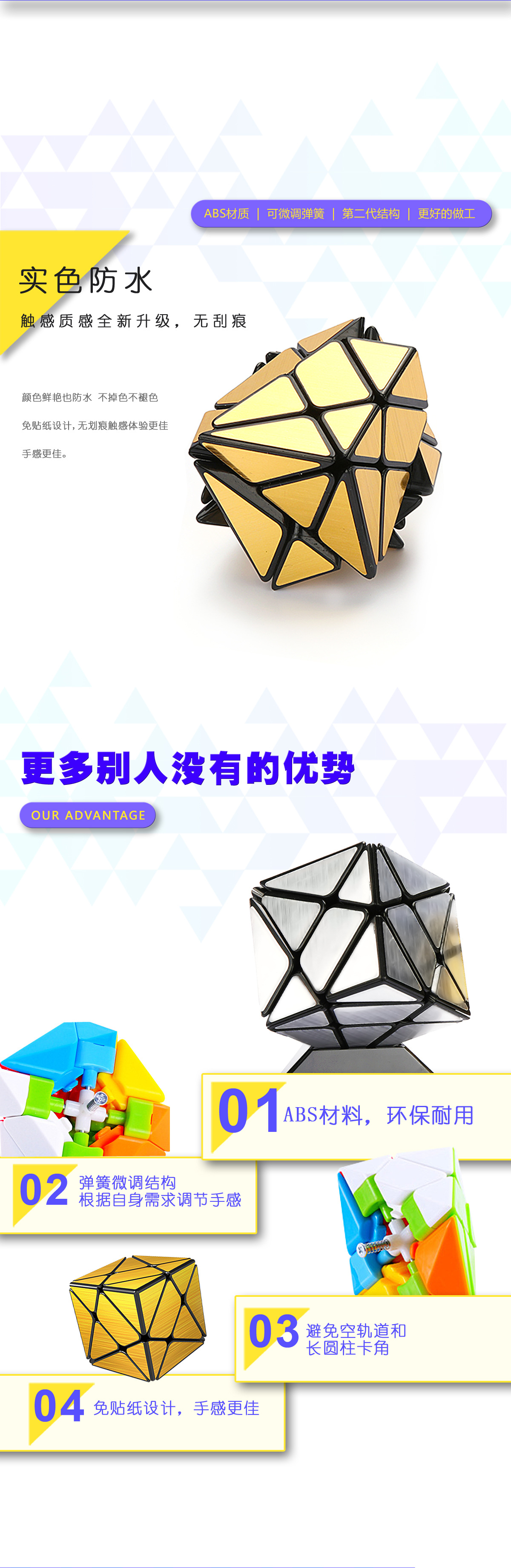 Panxin tercer orden cambiante oro y plata con forma especial espejo cubo mágico NO.581-5.7R creativo descompresión juguetes para niños pic 2