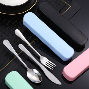 便携不锈钢餐具三件套公司活动礼品印刷logo学生叉子勺子筷子套装详情3