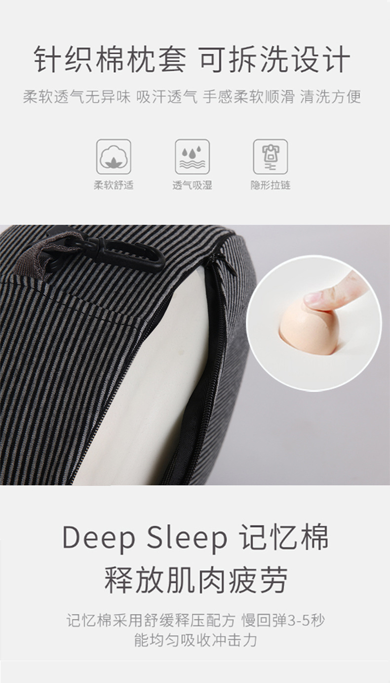 Knitted fabric and high memory foam U-shaped pillow, Kanglewu all-cotton storage neck pillow, slow rebound neck pillow wholesale pic 10