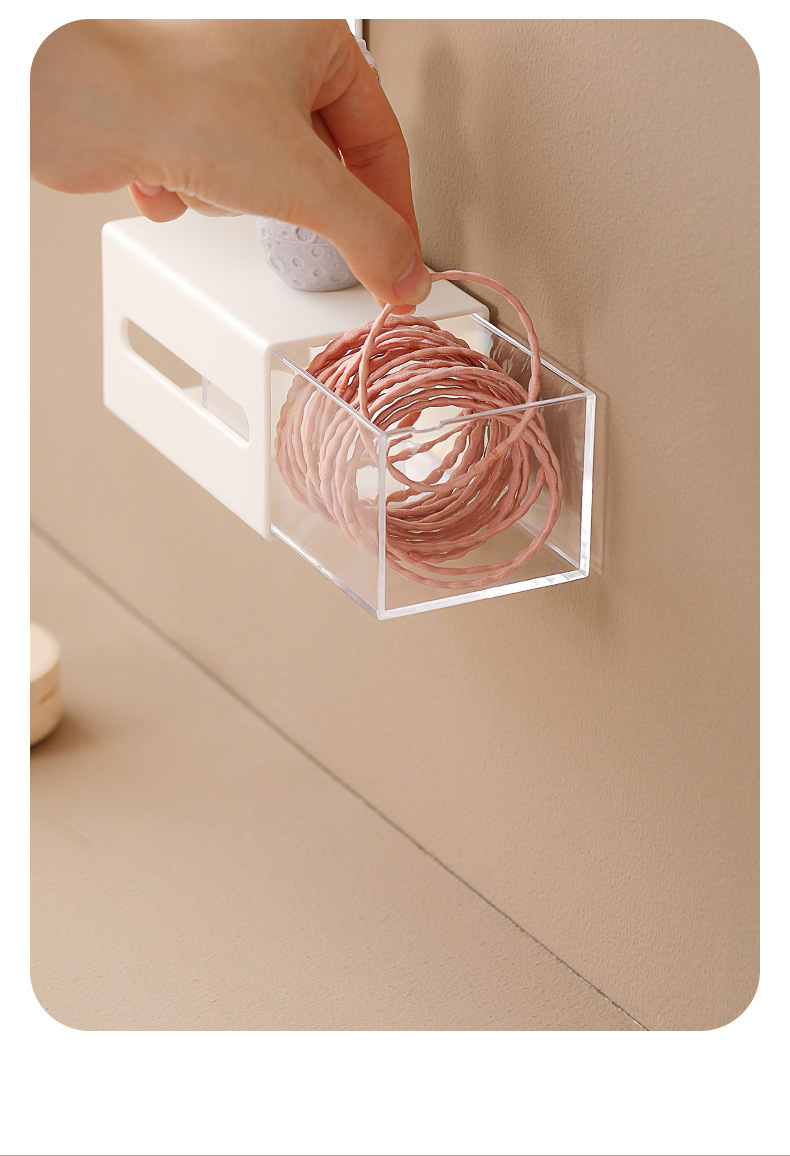 FaSoLa wall-mounted bidirectional storage box, plastic organization box, cosmetic cotton swab, desktop drawer-type tissue storage box pic 8