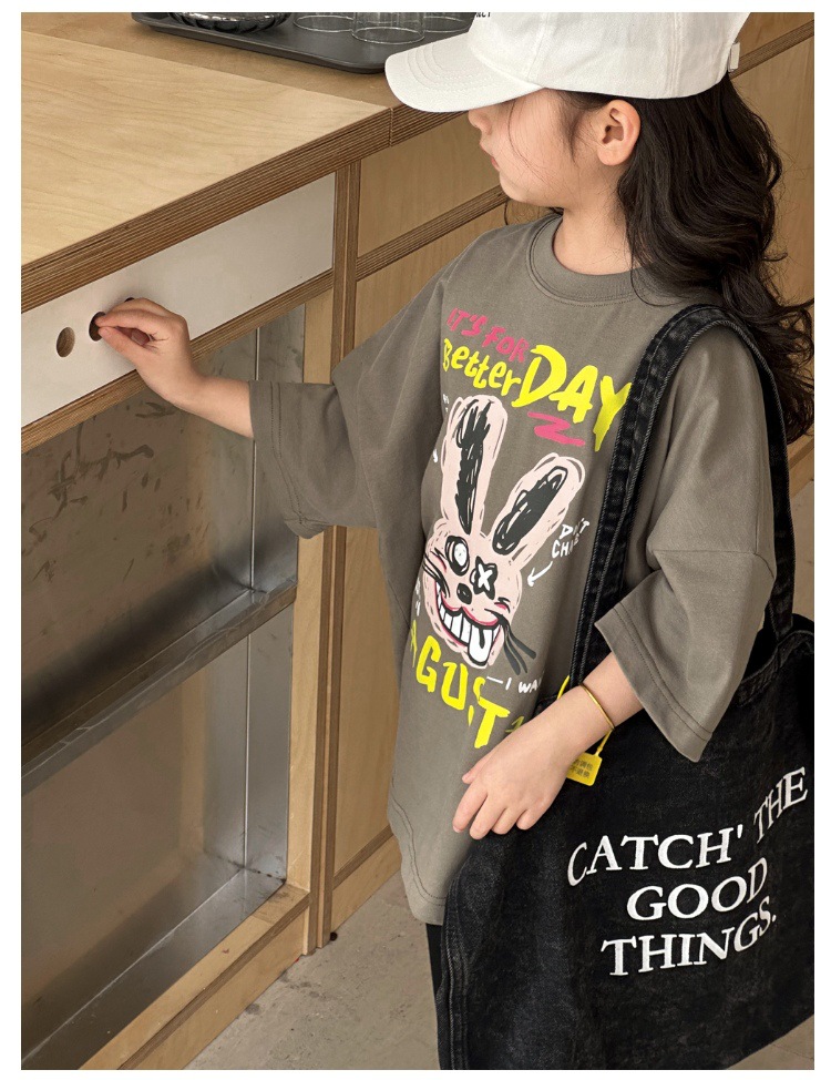 儿童短袖t恤女童夏装2025新款男童半袖体恤宽松休闲卡通洋气上衣详情19