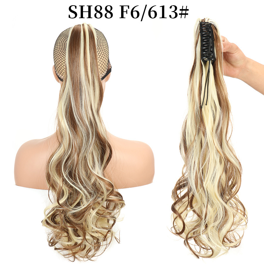 European and American style claw clip long curly hair, tiger mouth claw clip ponytail simulation wig, fluffy and natural ponytail pic 33