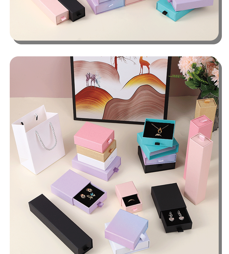 Wholesale bracelets, necklaces, rings, jewelry boxes, simple solid-color drawer boxes, cross-border best-selling jewelry storage boxes in stock pic 7