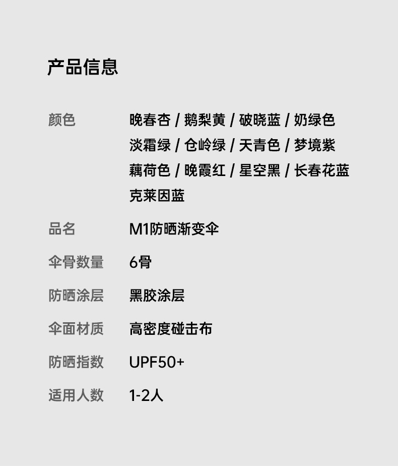 尊驰六折渐变太阳伞UPF50+黑胶超轻遮阳防晒防紫外线卡片小巧便携详情25