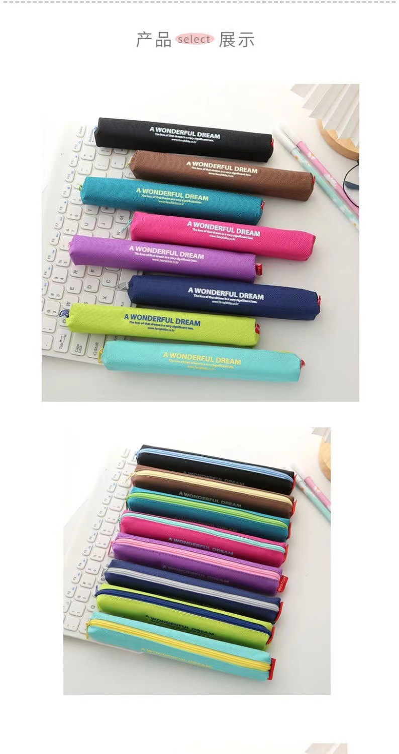 Korean mini pen case canvas, candy color contrasting letter stationery bag for primary, junior high and senior high school students, cute pen case pic 5