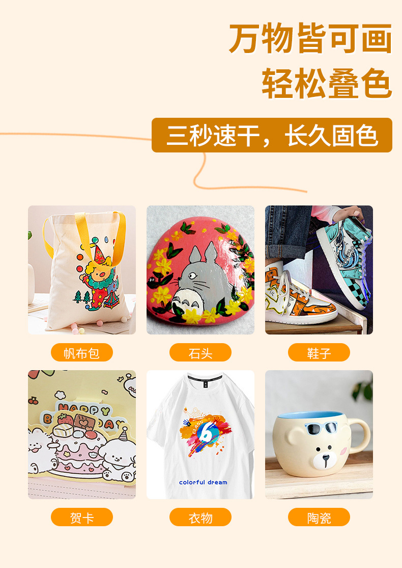 Triangular double-headed acrylic marker pen, student art special doodle and drawing pen, non-transparent and waterproof pen, watercolor pen, non-transparent and multi-color marker pen pic 6