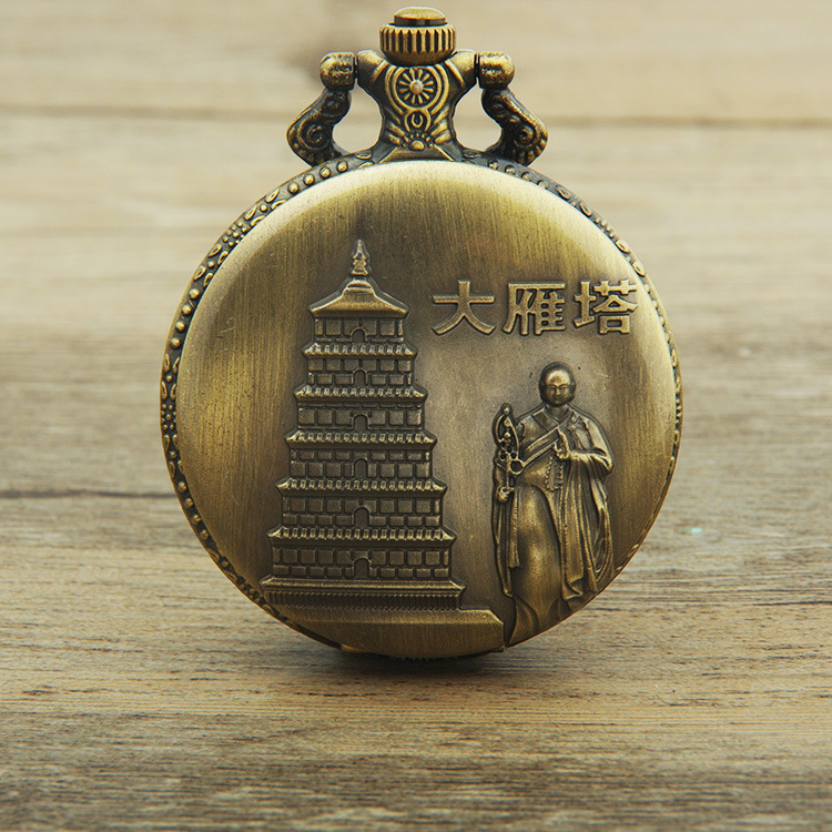 Chinese-style retro bronze-colored large pocket watches, tourist attraction souvenirs, old-fashioned hanging watches, gift watches wholesale pic 11
