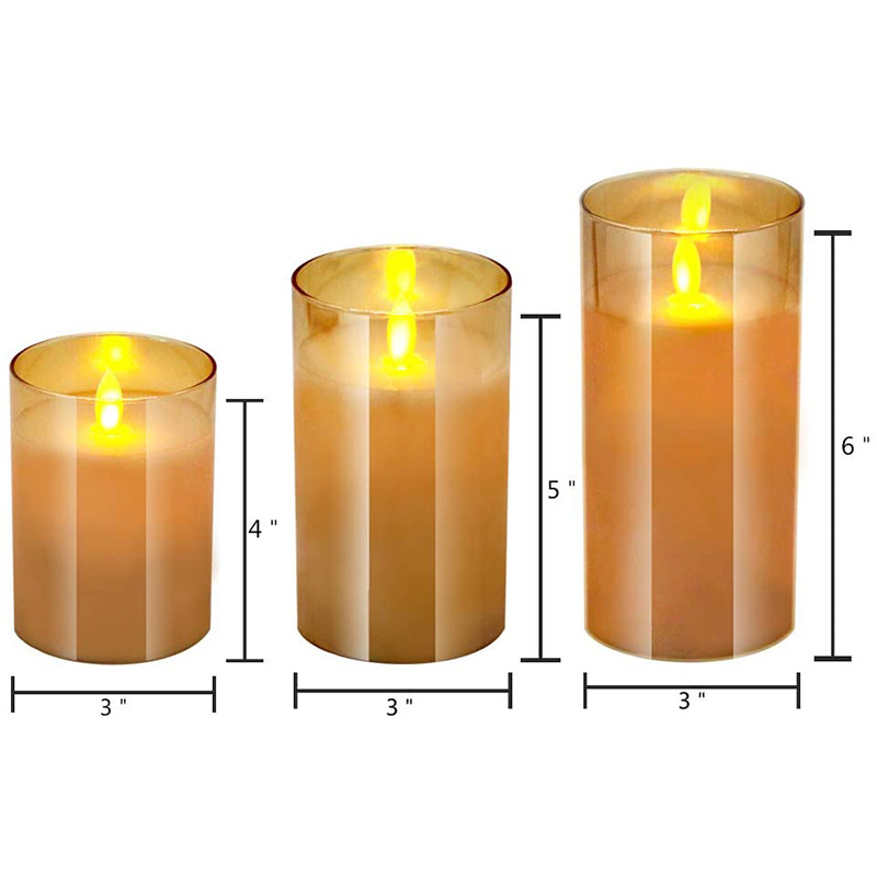 Electroplated tea-colored glass LED candle simulation swinging flame remote decorative handicrafts and ornaments pic 3