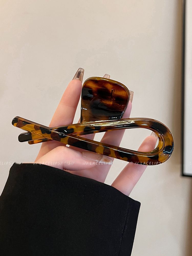 复古气质豹纹大号抓夹女2024新款简约后脑勺盘发鲨鱼夹子发夹头饰详情10