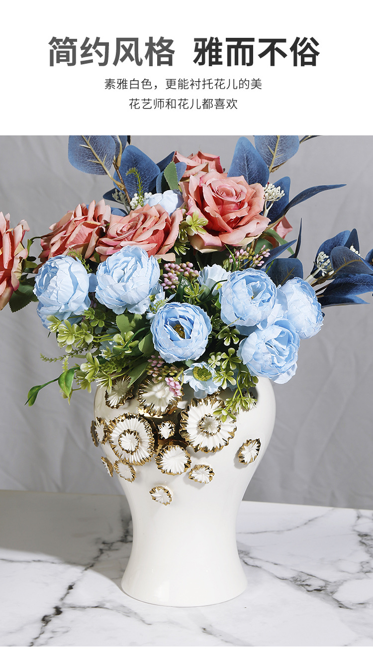 New ceramic electroplated decal golden general jar, European-style flower arrangement vase, handicraft display item, decorative storage jar pic 1