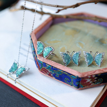 Amazon AliExpress New Chinese-style natural blue water drum bead A-grade jade bracelet for women, light luxury 925 silver inlaid rabbit jewelry pic 9