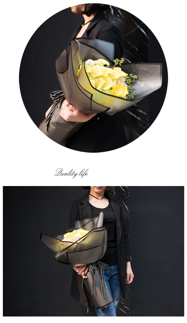 雾面纸 魔边 厂家直销鲜花包装纸材料卡通花束半透明包装纸详情4