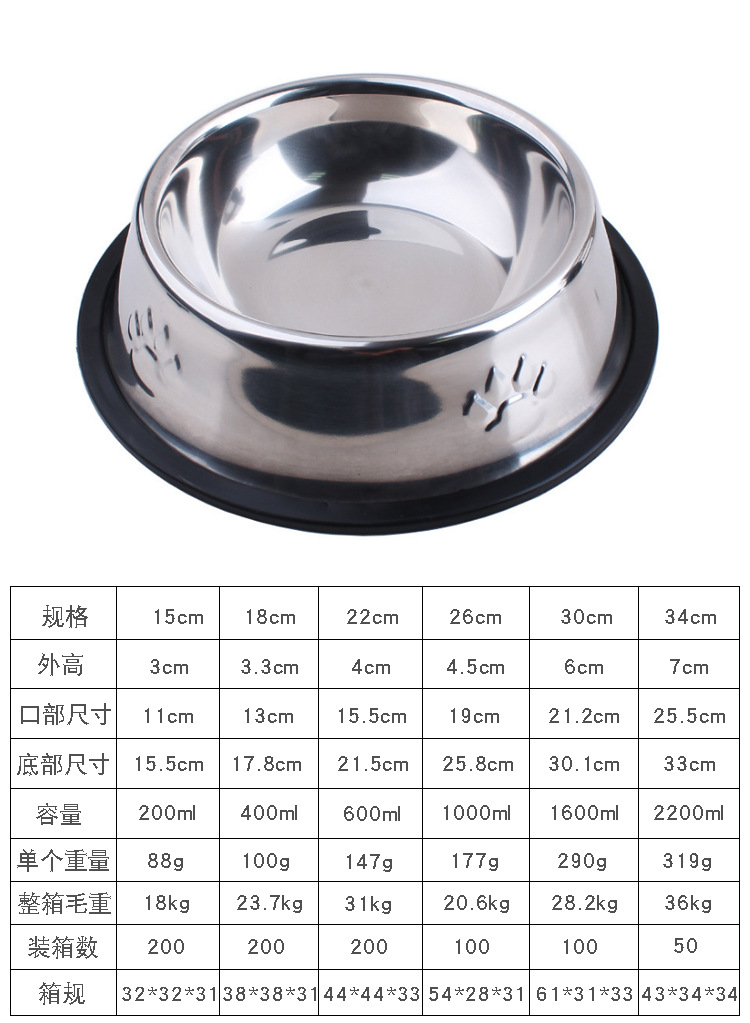 Pet supplies, pet supplies, pet stainless steel dog bowls, feeding and drinking water cat bowls, anti-slip and durable footprint stainless steel cat basins, dog basins, pet bowls pic 6