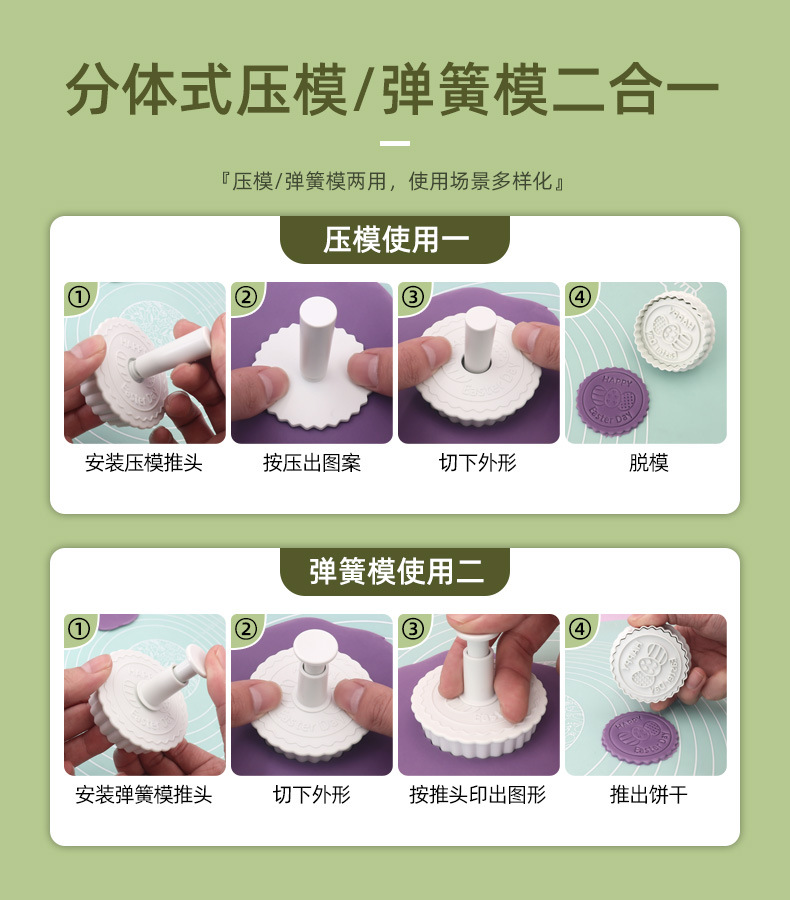 新品原创复活节快乐系列仿真饼干模具蛋糕模具家用烘焙工具3D辅食详情4