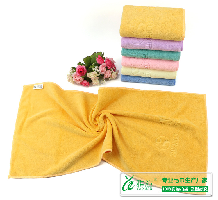 Yaxuan ultra-fine fiber brushed 400g embossed towel, super soft and super absorbent advertising gift towel pic 15