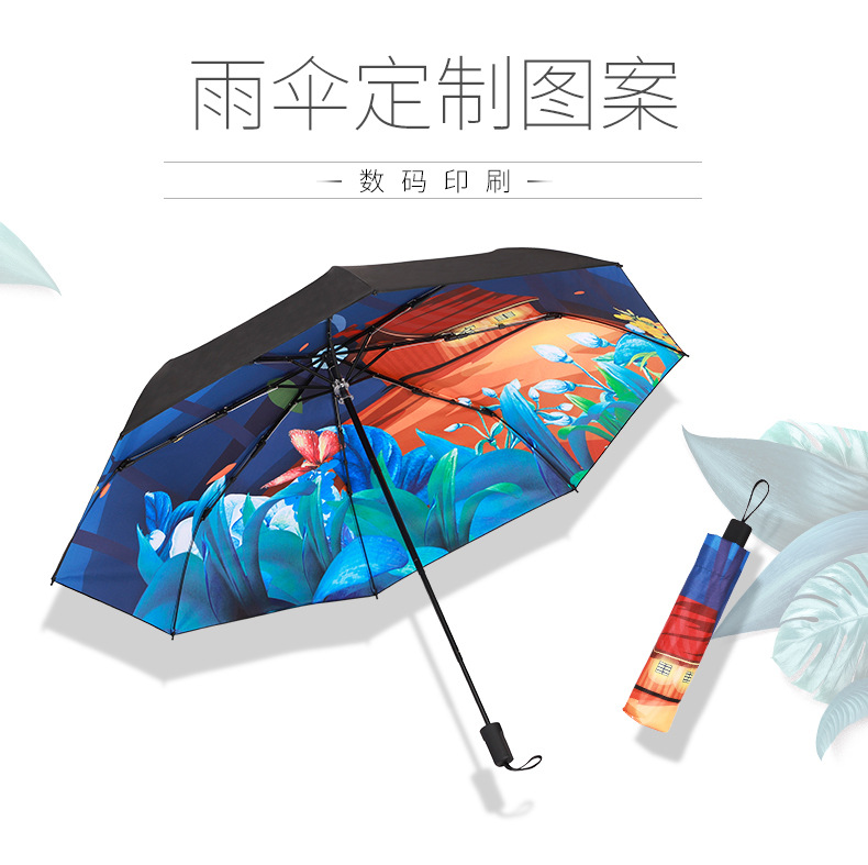 Customized sun umbrellas, full-page printed advertising umbrellas, digital printed vinyl sun umbrellas, folding umbrellas, cultural and creative gift umbrellas pic 4