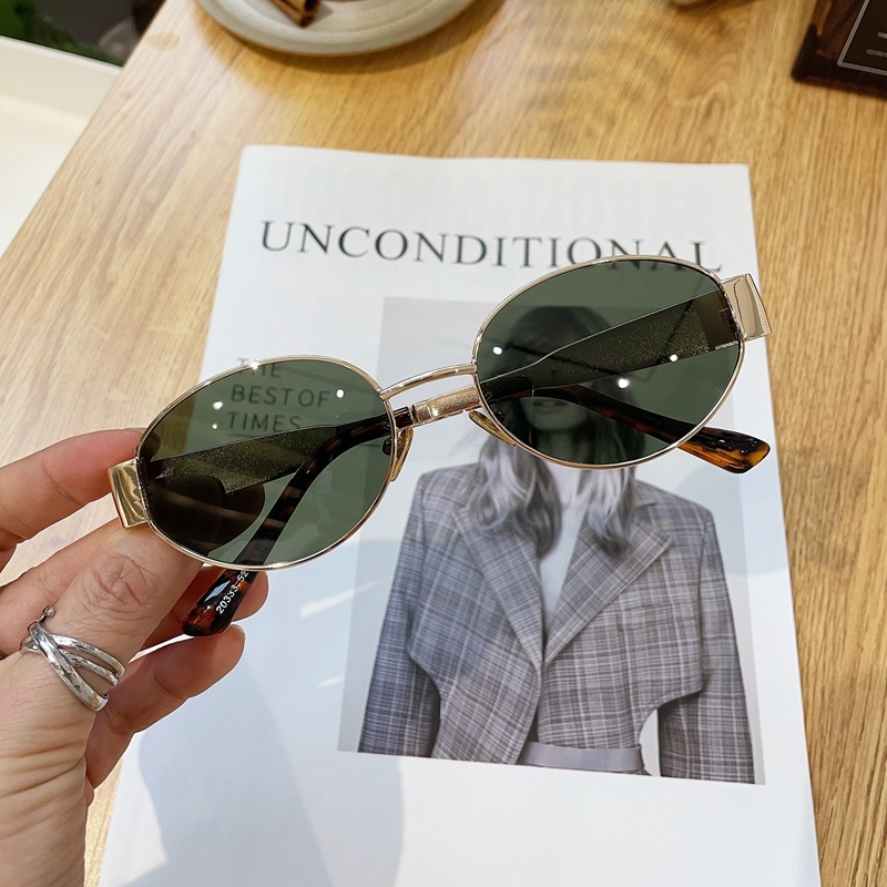 New cat-eye high-definition polarized glasses, oval-shaped personalized metal-framed sunglasses, fashionable and retro sunglasses for female Internet celebrities pic 17