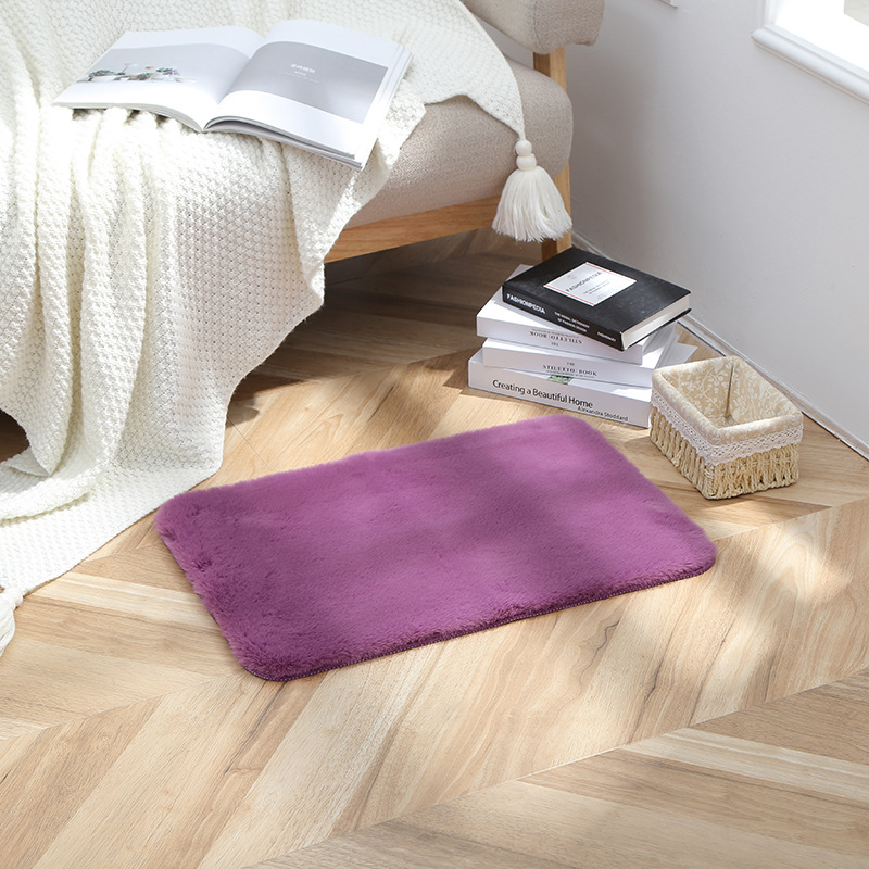 自主 品牌未提供 现代简约仿兔绒地毯地垫欧式素色方形吸水防滑欢迎光临家用地毯批发详情1