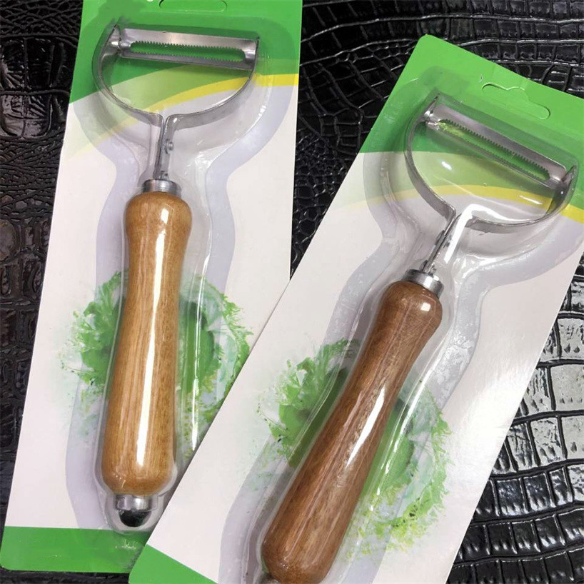 Card-mounted peeler, serrated peeler, wooden handle fruit knife, vegetable peeler, planer, kitchen peeler, 2-yuan store pic 3