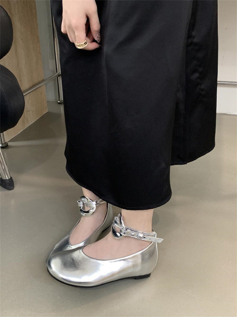 法式复古金色小皮鞋女2024新款脚腕扣带豆豆鞋春夏秋季玛丽珍单鞋详情13