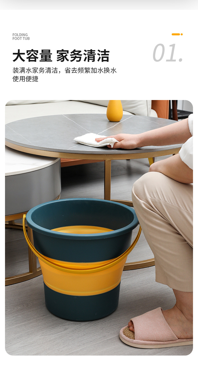 折叠水桶户外手提钓鱼桶大号车载旅行洗车桶家用便携加厚塑料桶01070详情6