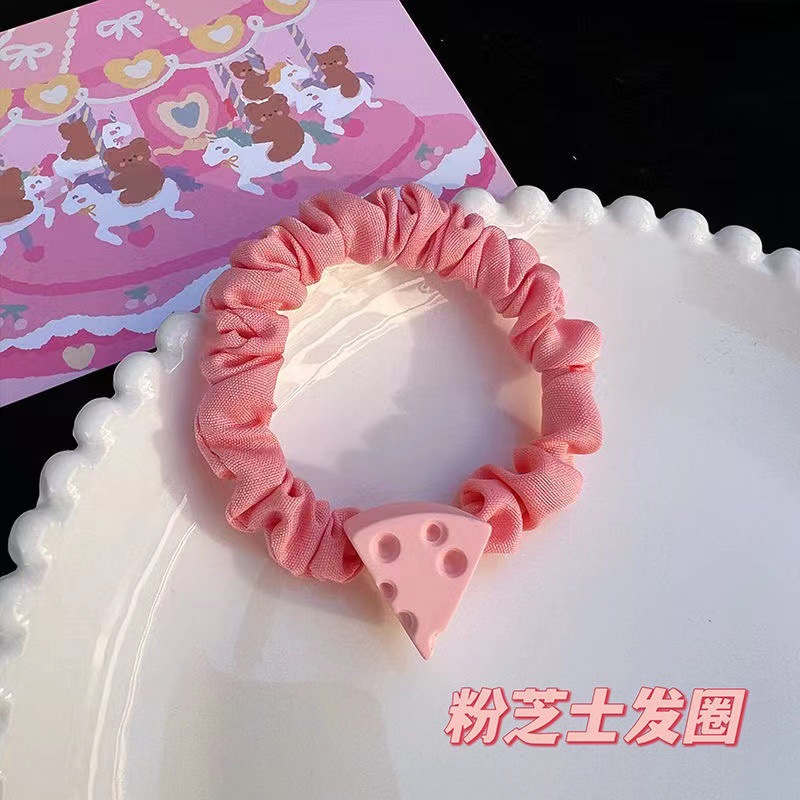 Cute and sweet, with a high level of appearance, cheese and cheese hair bands in a girlish heart, sweet and tender pink small intestine hair bands, headbands and headwear for girls pic 9