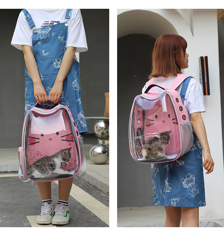 New transparent backpack, pet bag, cartoon portable space capsule, cat bag, dog breathable shopping backpack pic 20