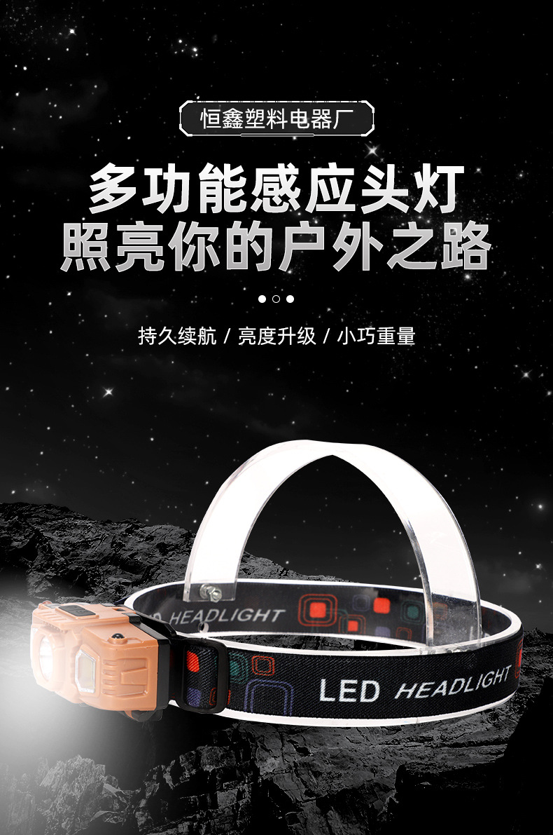 长续航锂电强光头灯超亮充电防水头戴式头灯钓鱼夜钓LED感应头灯详情1