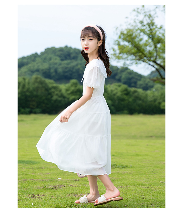 A new Korean-style stylish dress for girls, a short-sleeved princess dress, and a popular chiffon puffed-sleeve dress for children pic 12