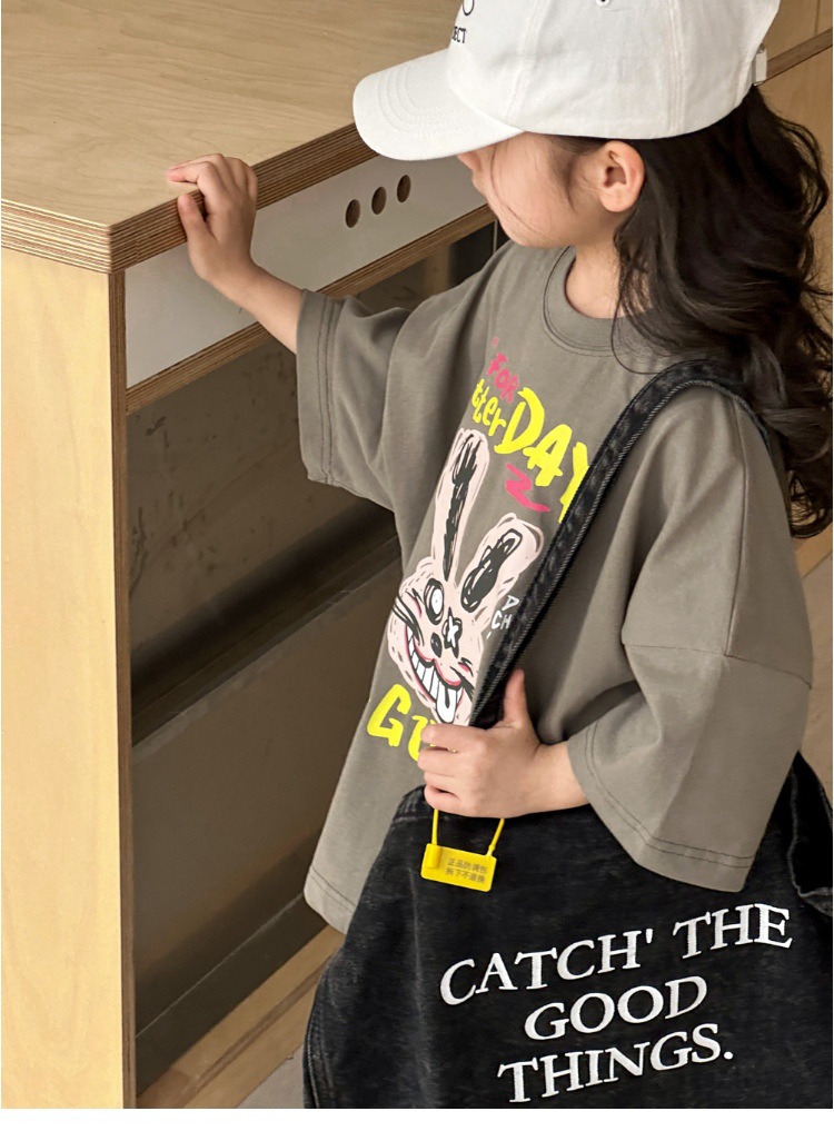 儿童短袖t恤女童夏装2025新款男童半袖体恤宽松休闲卡通洋气上衣详情34