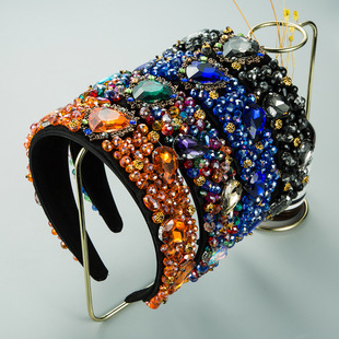 French retro, light luxury, heavy craftsmanship hair bands, high-end feel, rhinestone wide headbands, elegant hair accessories for balls, wholesale and export pic 19