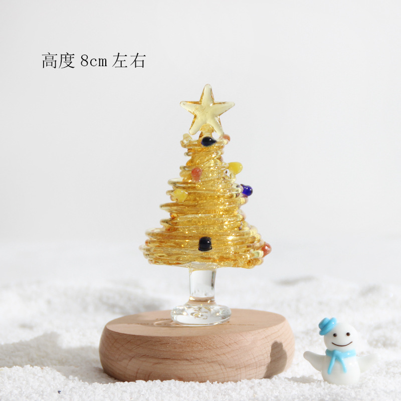 圣诞节礼物拉丝圣诞树淄博琉璃工艺品玻璃制品桌面摆件手工装饰灯详情54