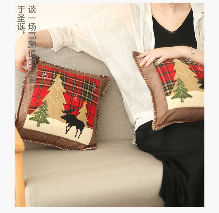 New Christmas decoration items: checkered fabric pillowcases, patchwork pillowcases, reindeer mini pillowcases pic 4
